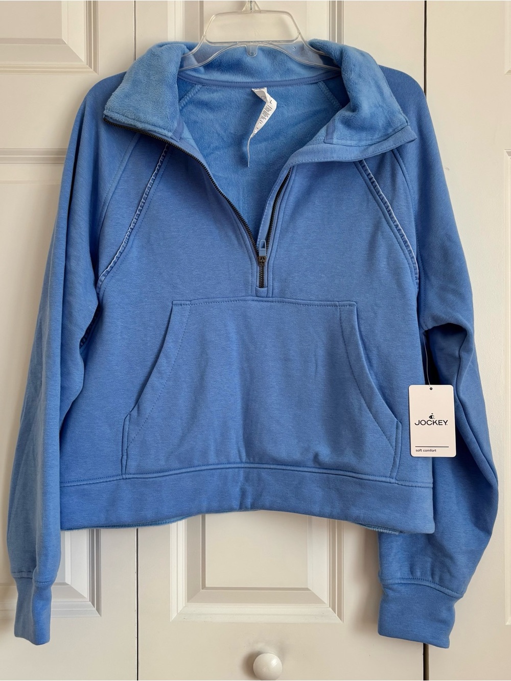 Jockey Women's Blue Quarter-Zip Pullover with Kangaroo Pocket